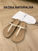 Hey Marly skórzane klapki sandały japonki r. 39 bezowe real Leather