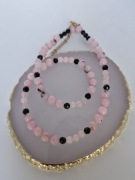 Naszyjnik choker Kwarc Różowy Turmalin Naturalne Kamienie Dzień Mamy