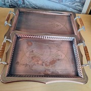 Dwie tace metalowe zdobione 