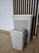 Kosz na pranie + śmietnik / Beżowy / Plastik