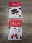 Zestaw dwóch dużych foliowych balonów Mikołaj + bałwanek