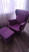 Fotel USZAK z podnóżkiem fioletowy stan idealny RADOM