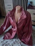 Friitala leather oversize kurtka burgund rzemieślnicza M L vintage retro 