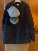 Kurteczka zimowo-wiosenna stalowa rozm 36 czapka+rękawiczki gratis 