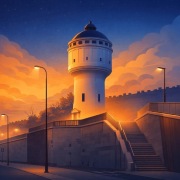 Śląsk - Gliwice - Wieża ciśnień grafika art deco 50x50cm