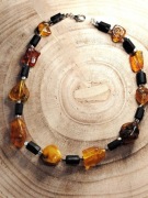 Naszyjnik Unisex – Bursztyn Bałtycki, Czarny Turmalin i Hematyt