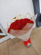 Bukiet wieczny ze wstążki 