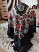 Chusta góralska PRL unikat vintage wełna antyk 120/120