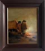 Obraz "Ognisko" - olej - Kazimierz Jasiński - Szela - 1996 r.