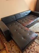 Skórzany narożnik lewostronny – używany, 4 poduszki w zestawie