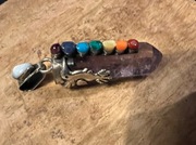 Piękny wisiorek amulet z Peru srebro ametyst kamienie naturalne tęcza