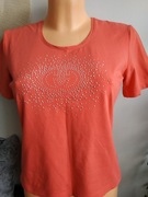 GERRY WEBER___czerwona bluzka t-shirt przód ozdobny__BDB__38