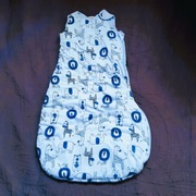 Duży ciepły niebieski zapinany na suwak becik otulacz roz. 68 GRATISY 4elem