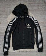 Bluza z kapturem Adidas Rozmiar M Czarna Logo 3 Paski Zip Vintage