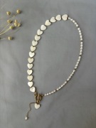 Naszyjnik perły, masa perłowa, hematyt, stal