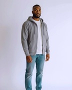 Męska bluza basic z kapturem i suwakiem - szara XXL