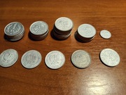 Zestaw 32 polskich  monet obiegowych 1 zł. z lat 1966-1989
