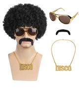 Przebranie Afro Disco Lata 80 Zestaw 4 Częściowy