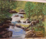 Potok górski pastel 24x30