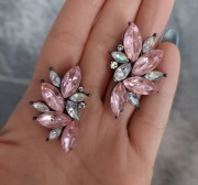 Kolczyki kryształowe delikatny róż pudrowy