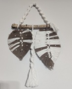 Makrama z dwóch liści biało- brązowych