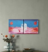 Dyptyk o pewnym mistycznym poranku”  akryl na płótnie, 2*20*20 cm  
