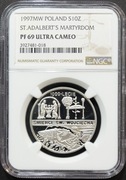10 ZŁ 1997, 1000-LECIE ŚMIERCI ŚW. WOJCIECHA NGC PF69 UC #34