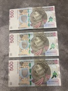 Seria kolekcjonerska 500zl 3x banknot 