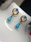 Kolczyki turkusowe srebro 925 pozłacane para