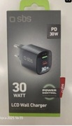 Ładowarka sieciowa uniwersalna SBS LCD GaN PD 30W USB-C / USB-A Zielona