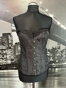 Czarny gorset sexy gotyk koronka wzór nowy bez metki gotic aesthetic