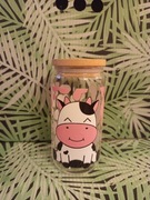 Kubek szklany z krówka+ słomka czyścił 35 zł 