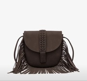 Torebka brązowy kawowy zamsz z frędzlami super prezent