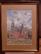 kościół sw. Andrzeja w Porębce Uszewskiej akwarela