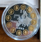 10 lat waluty Euro duży medal moneta 40 mm w kapslu