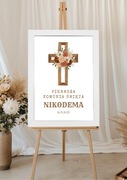 Plakat powitalny personalizowany a3 w ramie Pierwsza Komunia Święta wzory