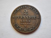 SAKSONIA 2 pfenninge 1863 r.