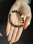Bliźnięta zodiak bransoletka na co dzień czarny agat minerały kwarc