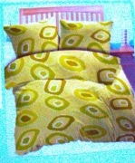 Komplet pościeli 160x200 cm 2 poszewki 70x80 cm Kolor Limonka i wzory