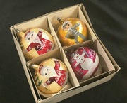 Duże Bombki z PRL,  4 szt kolorowe malowane okragłe retro ozdoby choinkowe