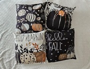 Komplet poszewek dekoracyjnych 45x45 – dynie, jesienne, 4 sztuki, nowe
