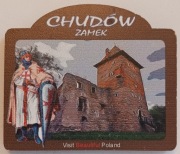 Magnes na lodówkę z Polski - Chudów -Zamek i rycerz w brązowej ramce 80x68 