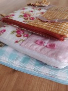 Kosmetyczka / saszetka Romantycznie brązowa  handmade rękodzieło 