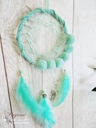 Miętowy łapacz snów z pomponami |handmade