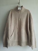 Sweter męski Golf Zara L Nowy Beżowy Półgolf z kieszeniami