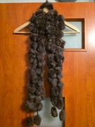 Szalik z naturalnego futra królika czekoladowy brązowy