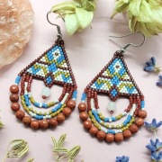 Jaspis i awenturyn - kolczyki ze szklanych koralików SECRET MOON 