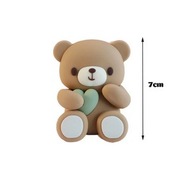 Figurka Miś z sercem boho zielony dekoracja 1szt. - na tort urodzinowy 7 cm