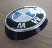 Emblemat BMW E70 X5 - ZESTAW PRZÓD/TYŁ 82mm+82mm+adapter biało/niebieski