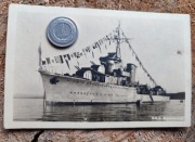 Stara karta ORP Błyskawica niszczyciel morze marynarz 